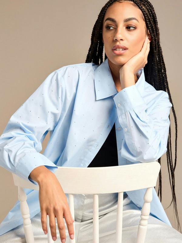 GWD Sparkle Pale Blue Poppy Woven Shirt