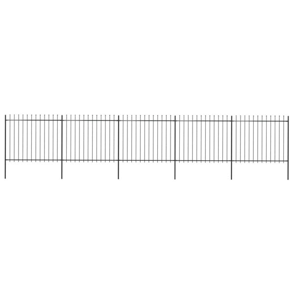 Berkfield Garden Fence with Spear Top Steel 8.5x1.5 m Black