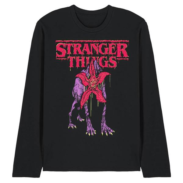 Stranger Things Unisex Adult Demodog Drip Long-Sleeved T-Shirt - Black - 