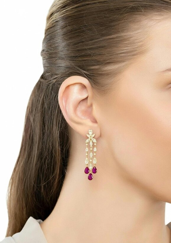 Latelita Duchess Ruby Drop Earrings Gold