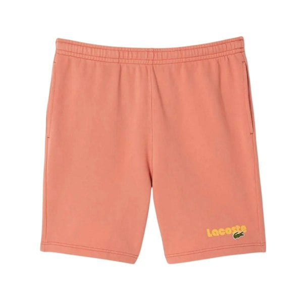 Lacoste Mens Fleece Printed Washed Shorts - Pink