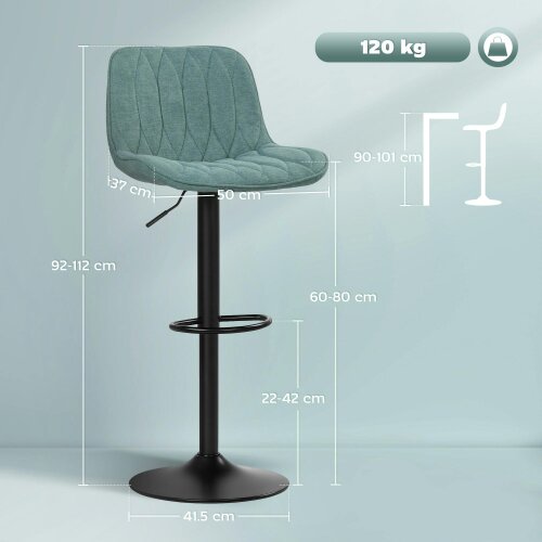 Wyld Haus Loelne Fabric Blue Linen Look Bar Stools Set Of 2