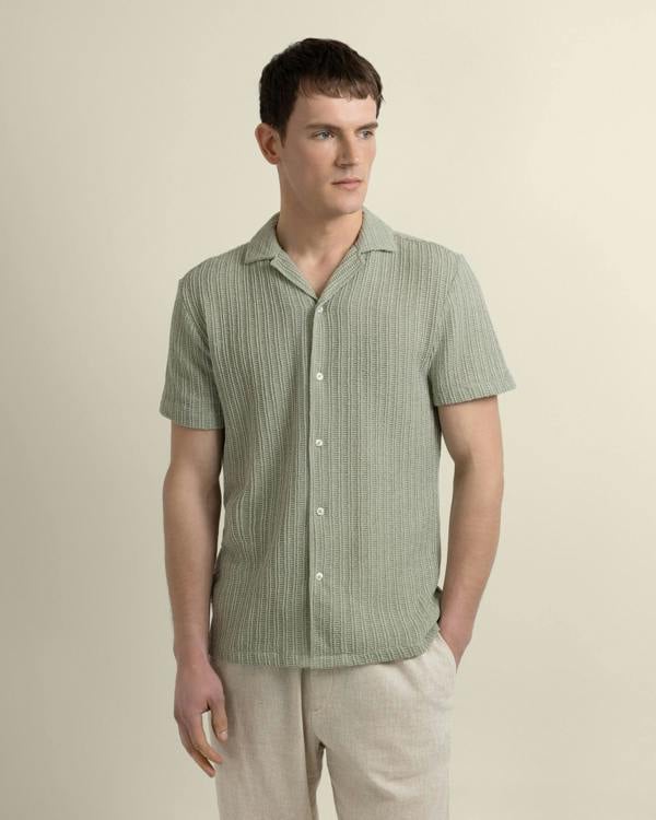 Larsson & Co Peder - Crochet Jacquard Short Sleeve Shirt