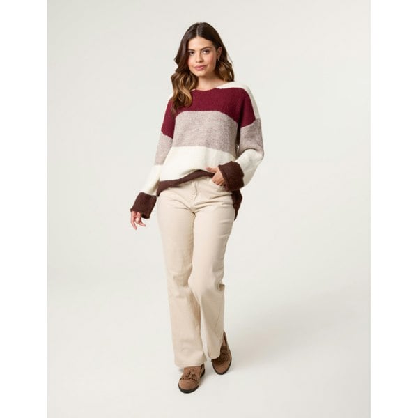 Blue Vanilla Colourful Stripped V Neck Jumper