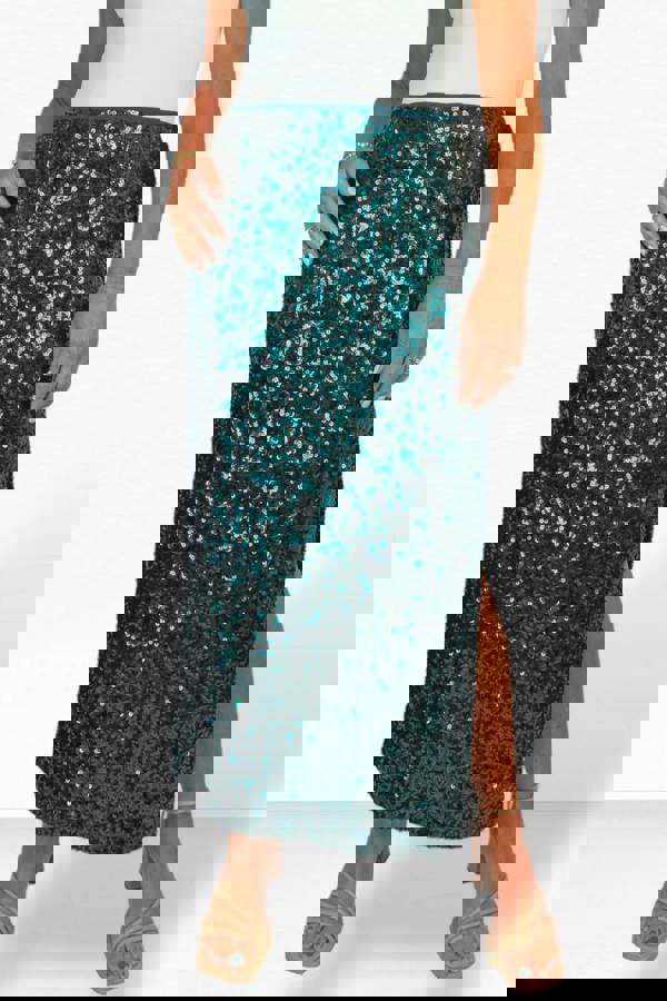 Paulo Due Women's Sequin Maxi Skirt with Side Slit