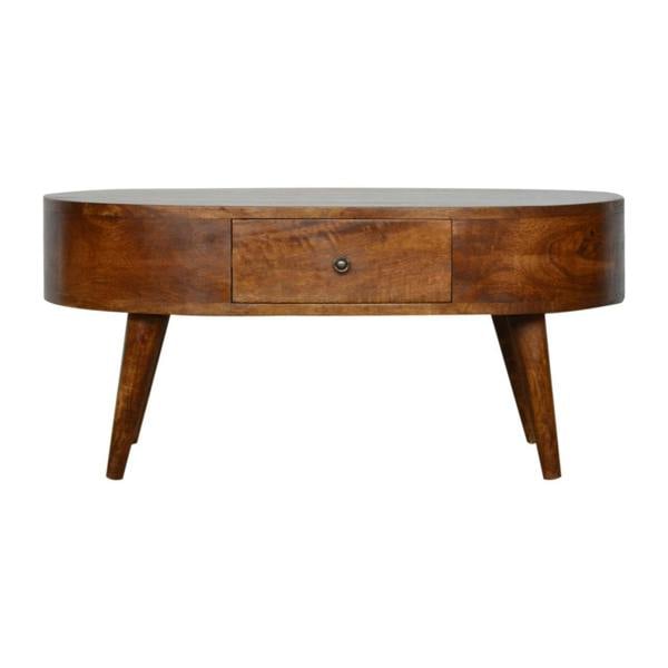 Wyld Haus Brescia Low Chestnut Mango Wood Round Coffee Table 2 Drawers