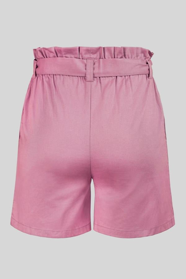 ENORSIA Cotton Stretch Comfort Fit Paperbag Shorts