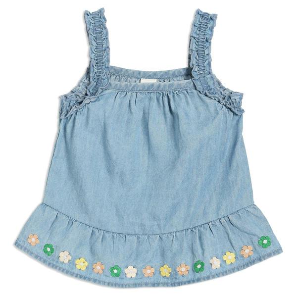 Mini Cuddles Baby Girls Floral Embroidered 2pc Set, Blue