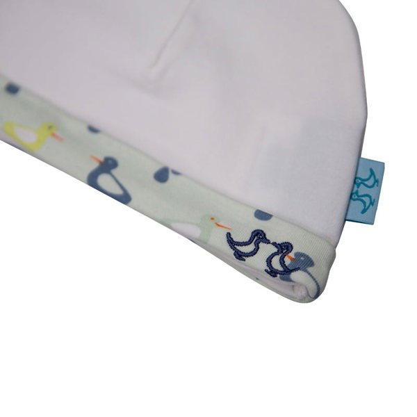 Luca and Rosa Duck Print Blue Baby Hat Set