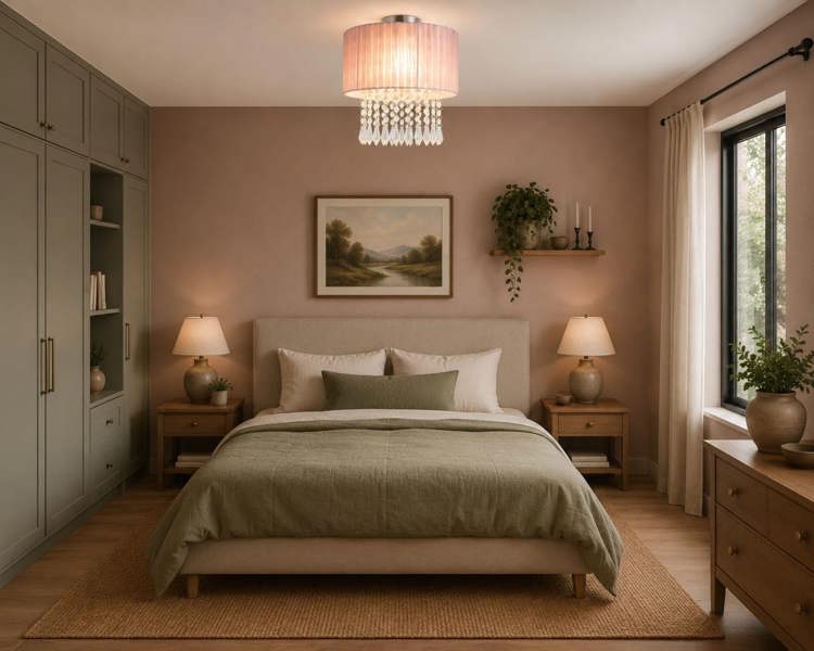 COSYLYTE Winni Modern Beaded Voile Pink Ceiling Light