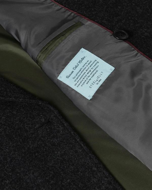 Steel & Jelly Camberwell - Black Wool Mix Double-Breasted Peacoat