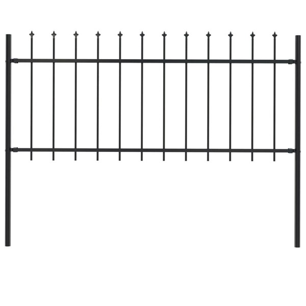 Berkfield Garden Fence with Spear Top Steel 1.7x0.8 m Black