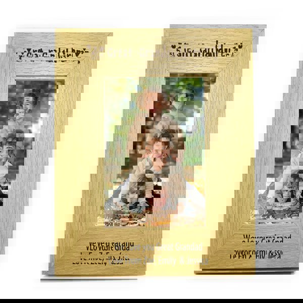 Personalised Memento Company Personalised Great Grandchildren 6x4 Oak Finish Photo Frame