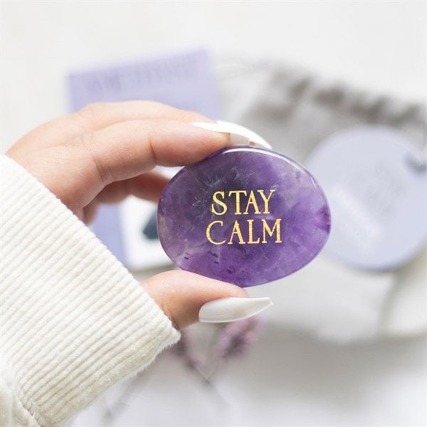 Serano Stay Calm Amethyst Crystal Palm Stone