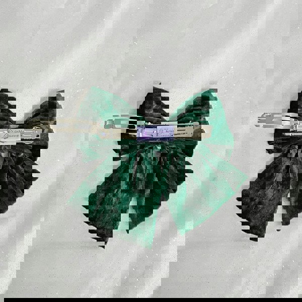 green hair bow velvet bow hair clip barrette