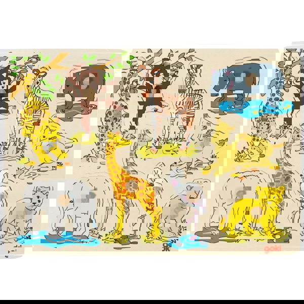 Goki Lift-out Puzzle - African Baby Animals