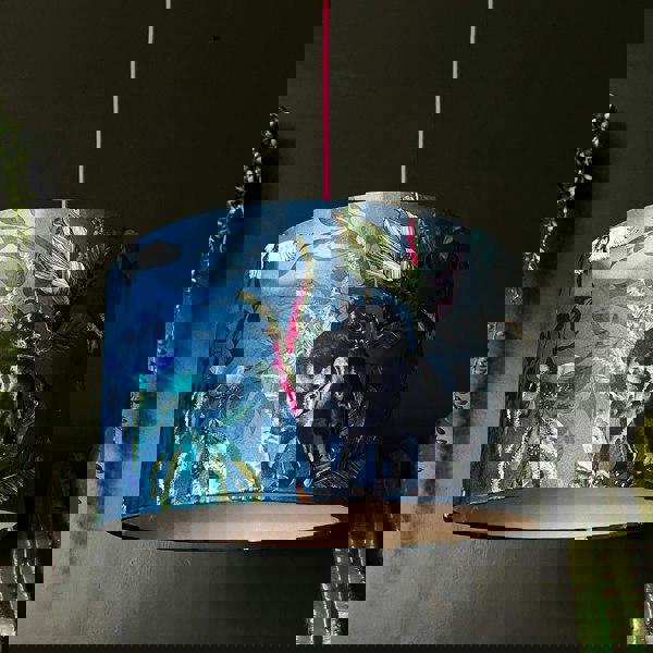 Handmade Velvet Lampshade in Smoke Blue