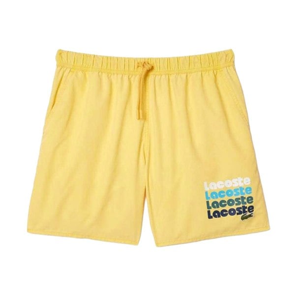 Lacoste Mens Washed Mid Length Swimming Trunks - Yellow