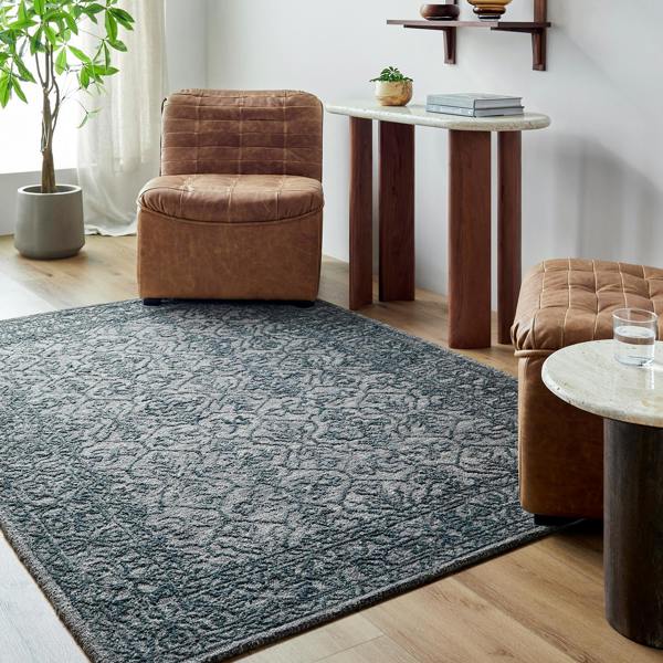 Livabliss Sicily-Hand Tufted Charcoal Blue Wool Traditional Vintage Boho Fringe Rug