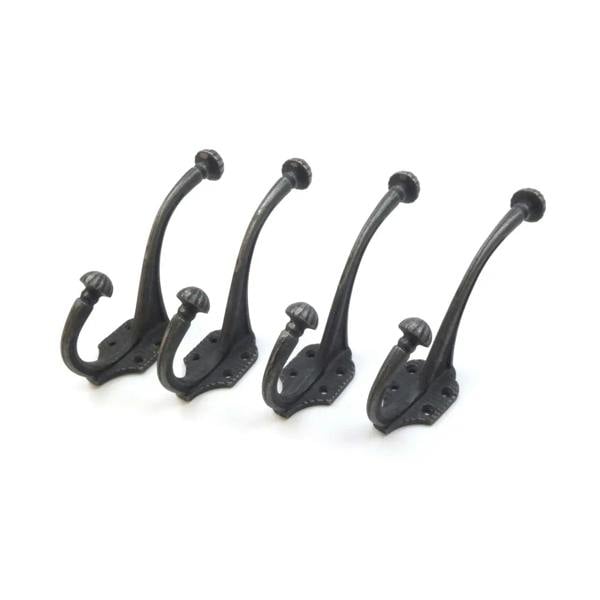 Cast Iron Dome Top Ribbed Coat Hook  - Pack of 4 Hooks