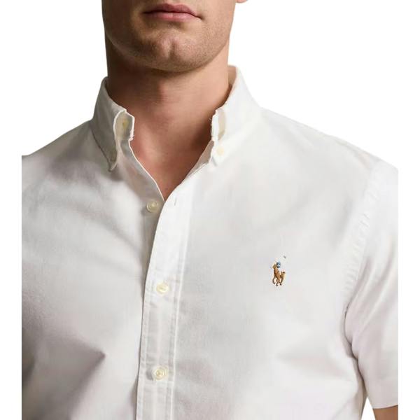 Ralph Lauren Mens Logo Oxford Short-Sleeved Shirt - White - 