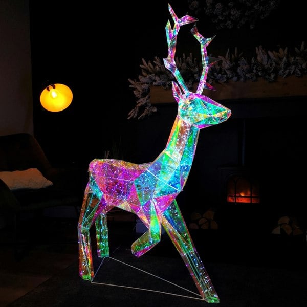 Samuel Alexander 1.4m Light up Standing Dreamlights Iridescent Christmas Stag with 600 White LEDs