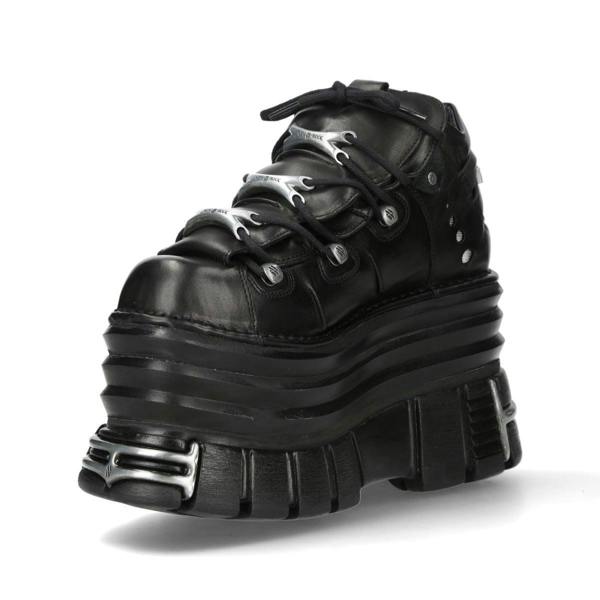 New Rock M-106-C181 Black Gothic Punk Chunky Platform Ankle Boots