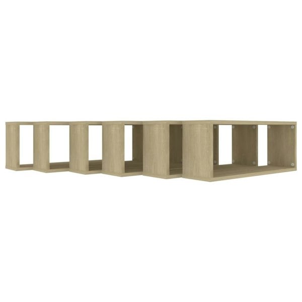 Berkfield Wall Cube Shelf 6 pcs Sonoma Oak 60x15x23 cm Engineered Wood