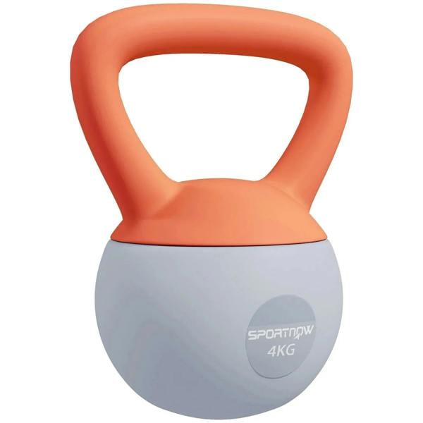 Soft kettlebell with orange handle and grey body, SPORTNOW 4KG weight