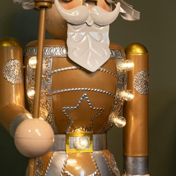 Samuel Alexander 80cm Battery Operated Light up Christmas Gold Nutcracker with LEDs