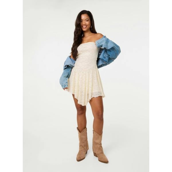 Pink Vanilla Lace Asymmetric Mini Dress