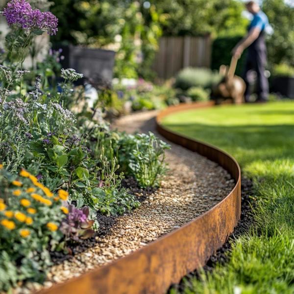 Nicoman Corten Metal Lawn Edging Garden Border Roll - 5m / 10m