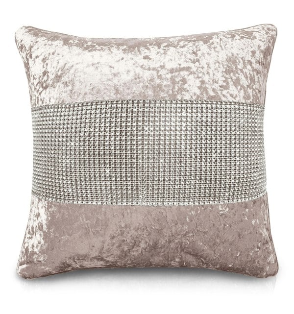Intimates Luxury Crushed Velvet Diamonte Detail Cushion - 43cm x 43cm