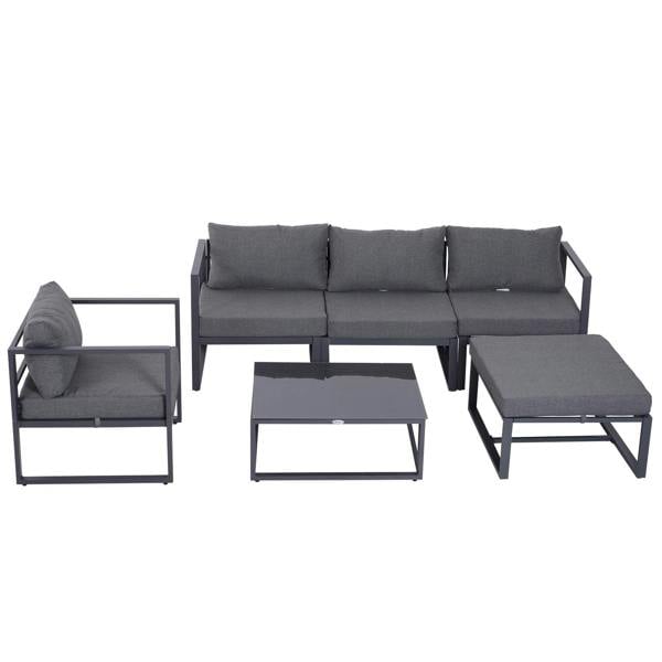 Wyld Haus Nimavi 6 Seater Outdoor Sofa Set with Coffee Table Chair and Stool