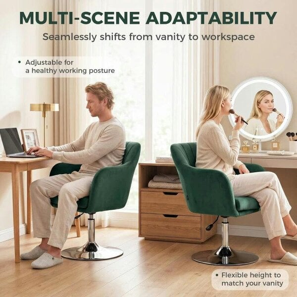 Bobobiy Retro Velvet Swivel Tub Chair with Steel Frame, Cushion Seat, Dark Green