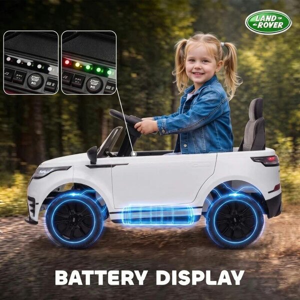 Range Rover Velar Licensed 12V Electric Car for Kids with Remote, 4-Wheel Suspension, Slow Start for 2-4 Years, White