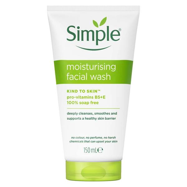 Simple Kind to Skin Moisturising Facial Wash for Sensitive Skin 150ml, 2 Pack