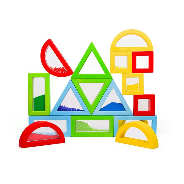 Bigjigs Toys Wooden Rainbow Sensory Shapes - 16 Pieces