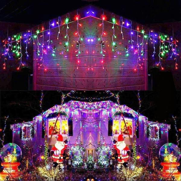 Multi Colour LED Icicle Christmas Lights with 8 Modes, Timer and Memory Function image 1
