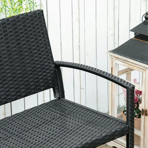 Bobobiy 2 Seater Poly Rattan Garden Bench, All Weather Wicker Garden Loveseat, Outdoor Seating Bench with 240 Load Capacity, Black