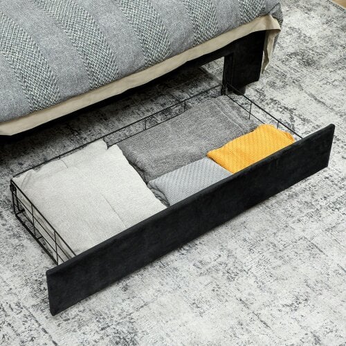 Wyld Haus Banado King Size Ottoman Bed Frame with Front Divan Drawer Storage In Black