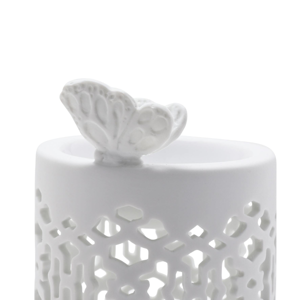 Hestia White Ceramic Wax Melt Burner With Butterfly
