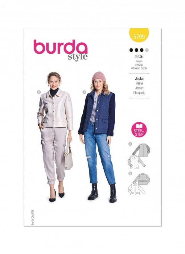Burda Sewing Pattern 5799 Jackets For Women, 10-20 (36-46) - Intermediate