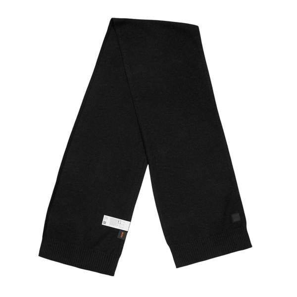 Boss Mens Logo Wool Ribbed Scarf - Black - 