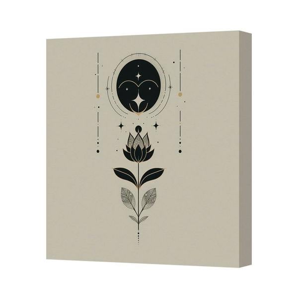 Benjamin Tate Design Contemporary Floral Moon Geometric Canvas Art Print Handmade in the UK