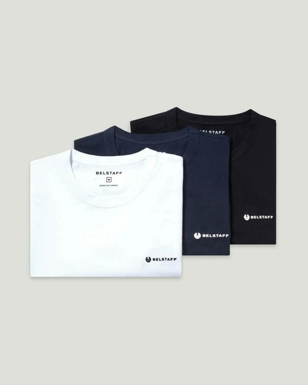 Belstaff 3-Pack Mens T-Shirt - Black/Dark Ink/White
