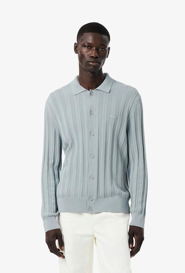 Lacoste Fluid Ribbed Polo Collar Cardigan