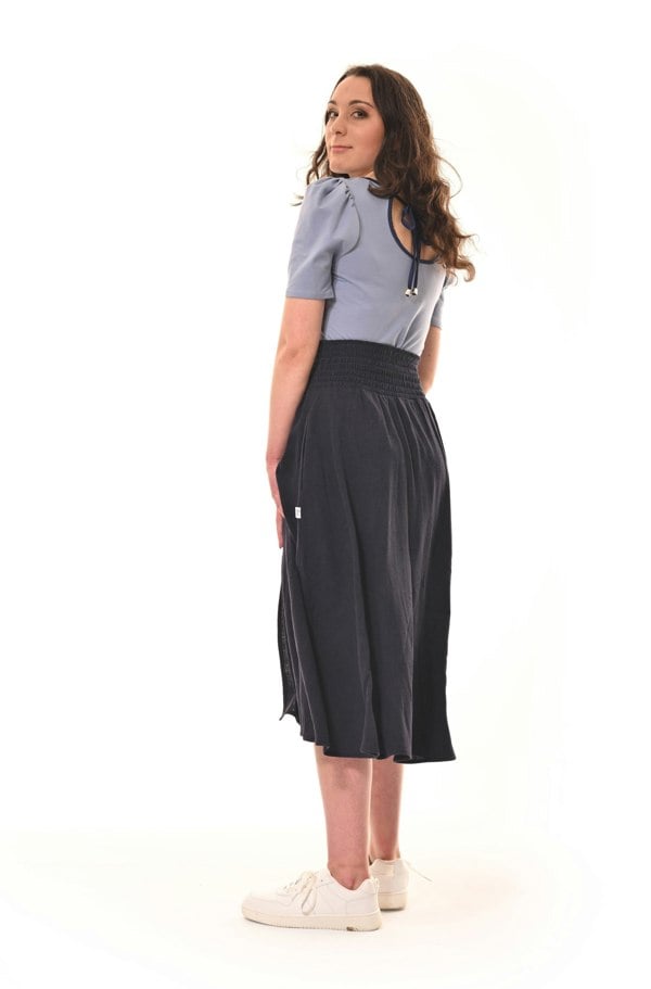 Frock Tales Sicily Midaxi Skirt With Split in Navy