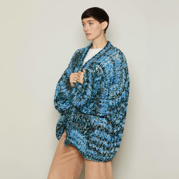 Bo Carter Hand Knitted Norma Cardigan - Hurricane Blue