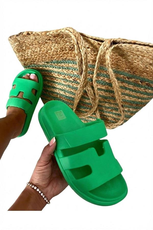 Lucille Cut Out Open Toe Strappy Sandals - Green_wb